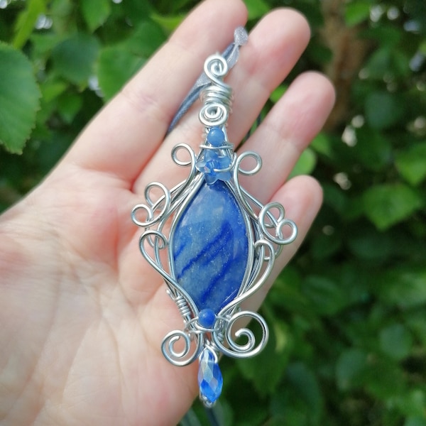 Talisman aventurine bleu, bijou elfique