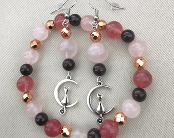 Aphrodite bracelet and earrings set, mineral love gift