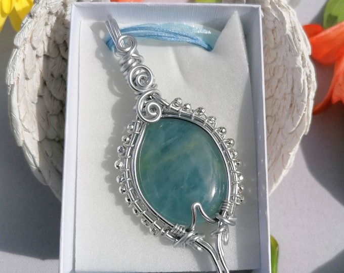 Aquamarine locket, aquamarine pendant