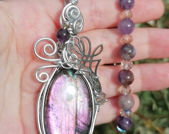 Purple labradorite talisman and bracelet