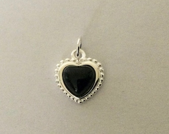 Pendentif coeur Argent 925 & Agate Noire