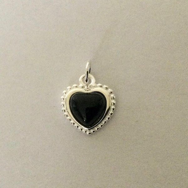 Pendentif coeur Argent 925 & Agate Noire