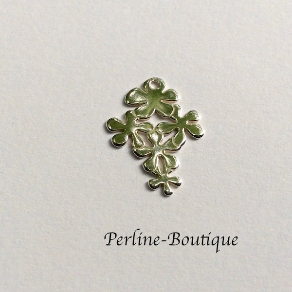 1 pendentif/breloque bouquet de fleurs en Argent 925