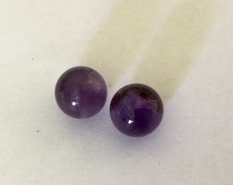 2 perles semi-percées en Améthyste de 10mm
