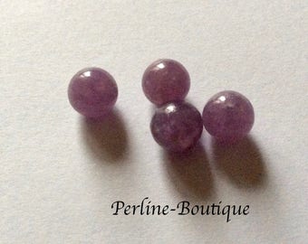 4 perles Lépidolite  8mm