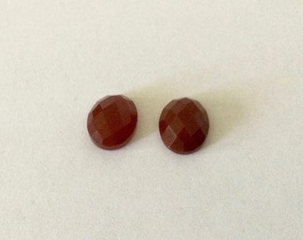 Faceted carnelian cabochons 10X8mm X2pcs