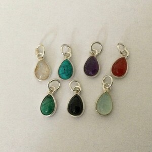 8mm drop charm 925 Silver & Gemstone image 1