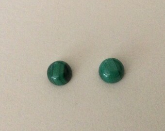 Round cabochons in natural Malachite 6mm X2pcs