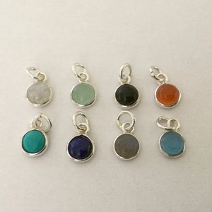 Round charm 6mm 925 Silver & Gemstone image 1