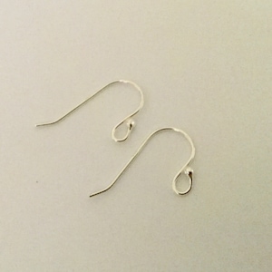 Op de afbeelding: Twee zilveren oorhaken, elk met een kleine lus aan het uiteinde.