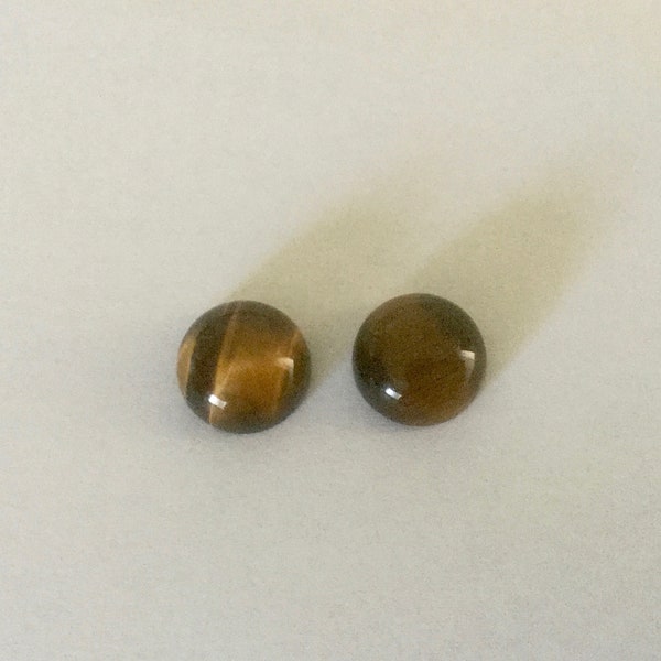 Cabochons ronds 10mm oeil de tigre X2