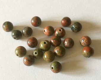 Perles Unakite 6mm rondes X20