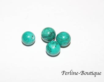 4 perles rondes turquoise 6mm