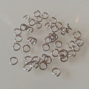 50 6X1mm stainless steel open rings