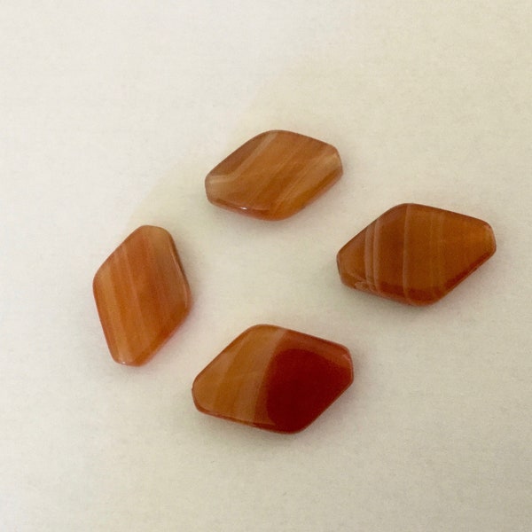 4 Perles losange en Agate rayées 24-28X16-18X5mm