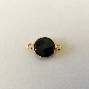 10 mm black Onyx faceted connector set Silver925 Gold Plated