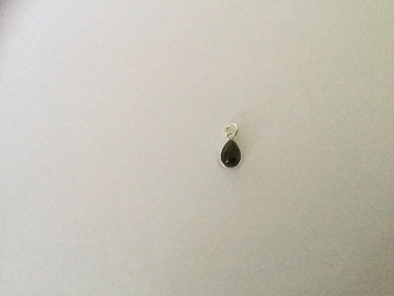 8mm drop charm 925 Silver & Gemstone Onyx noire