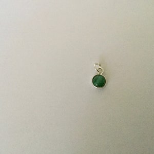 Round charm 6mm 925 Silver & Gemstone Malachite