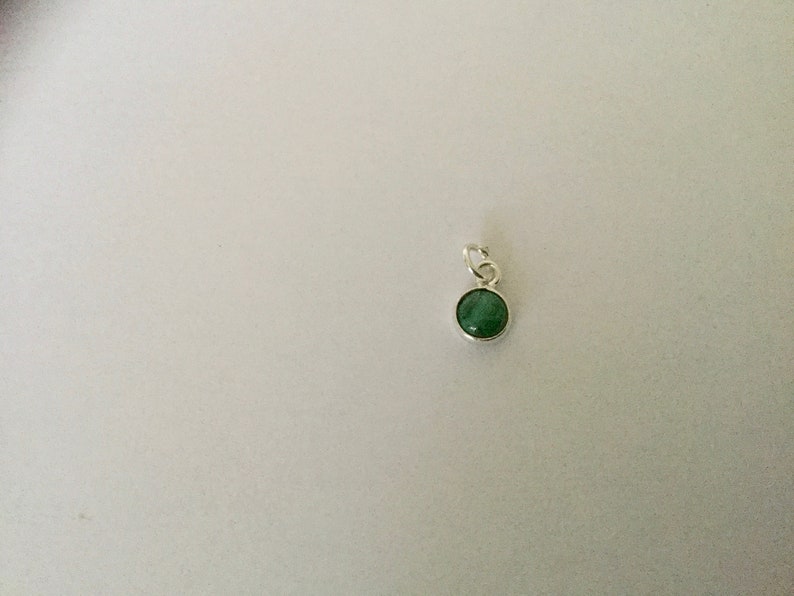 Runder Anhänger, 6 mm, 925er Silber und Edelstein Malachite