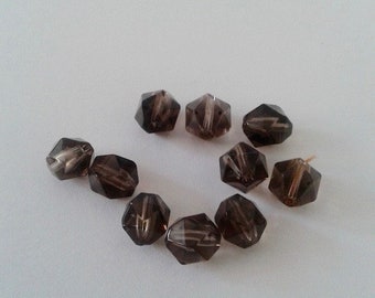 Perles rondes/polygones à facettes 6mm en Quartz fumé X10