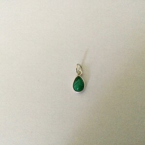 Breloque goutte 8mm Argent 925 & Pierre Gemme Malachite