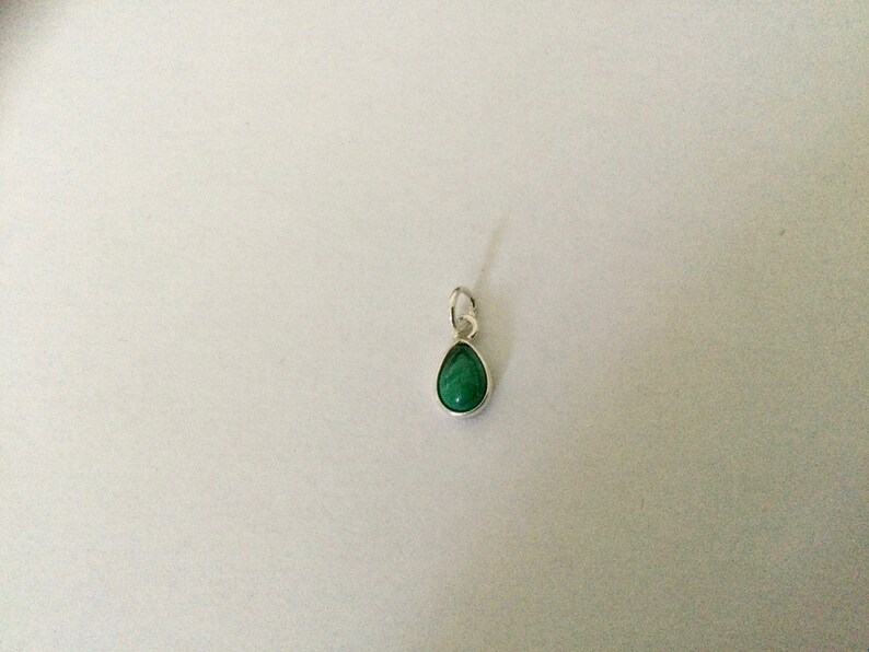 8mm drop charm 925 Silver & Gemstone Malachite