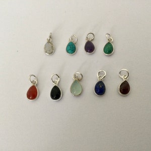 8mm Drop Charm 925 Silver & Gemstone