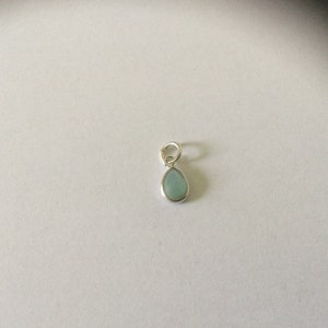 8mm drop charm 925 Silver & Gemstone Calcédoine aqua