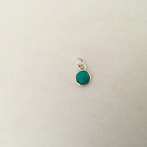 Breloque ronde 6mm Argent 925 & Pierre Gemme Imitation Turquoise