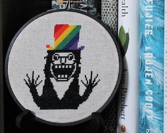 Pride Babadook completed cross stitch