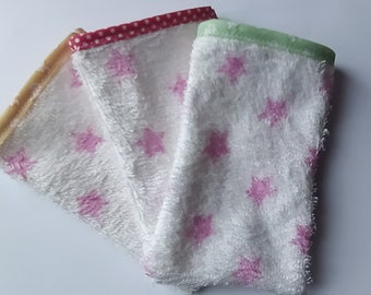 3 gants de toilette bébé  enfants - en coton fantaisie