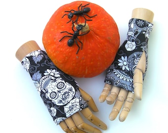 Punk, Halloween - Mitaines en jersey coton - Longueur 14cm ou 18 cm