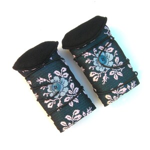 Sleeves Fingerless gloves , blues flowers, size SM to M image 5
