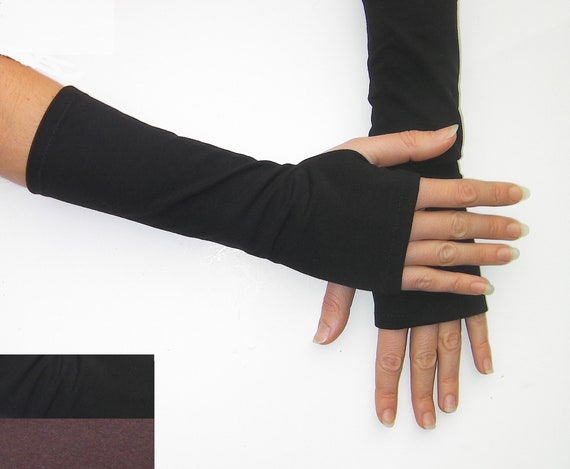 Long fingerless gloves sale black
