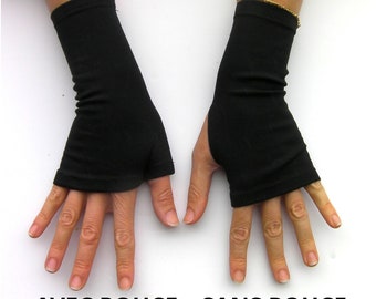 BLACK OR BROWN, Long Fingerless Gloves in Cotton Oeko-tex - Etsy