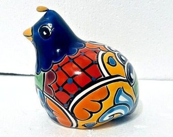 Talavera-Vogel, Wachtelfigur, mexikanische Volkskunst, Keramik, klein, 15,2 cm, Innen- und Außendekoration