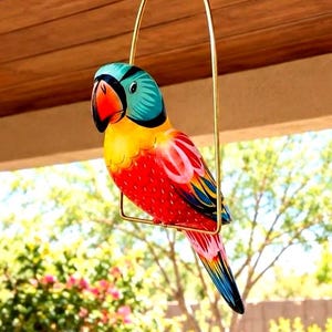 Mexican  Parrot Macaw Tiki Bird Hanging Perch  15" Art Pottery Ceramic