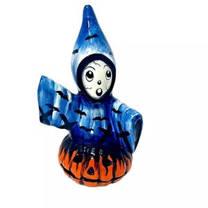 Talavera Mexican Jack O Lantern X Large 19.5&quot; Pumpkin W/Ghost Halloween Figure Pottery