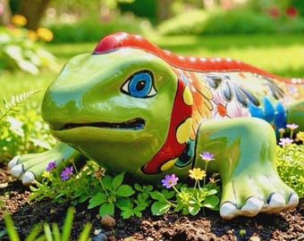 Iguana messicana Talavera, lucertola extra large da 23 pollici, geco gigante da parete in ceramica.