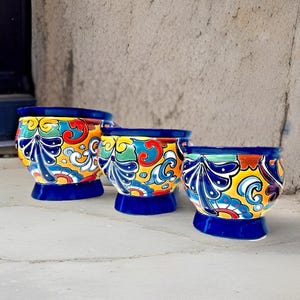 Talavera Planter Set Of 3 Pots Mexican  Pottery Ceramic Indoor Outdoor