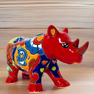 Talavera Nashorn Tier Figur Mexikanische Keramik Volkskunst 12,5 &quot;Dschungel Keramik