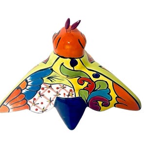 Mexican Talavera Animal Figure Large Bumble Bee Folk Art Pottery 8&quot; Garden Patio Décor Wall Art