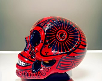 Talavera Mexican Day of the Dead Sugar Skull 7&quot; Pottery Muertos Folk Art