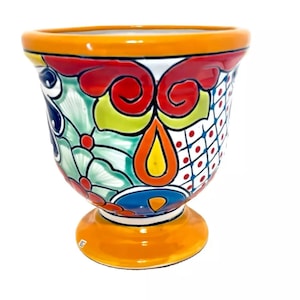 Mexican Talavera large Planter Folk Art Pottery Ceramic Flower Pot