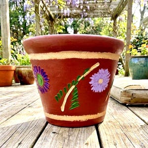 Mexican Pottery Pot Rustic Clay Planter Terracotta Large 15"