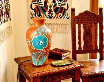 Mexican Southwest Lamp Folk Art Pottery