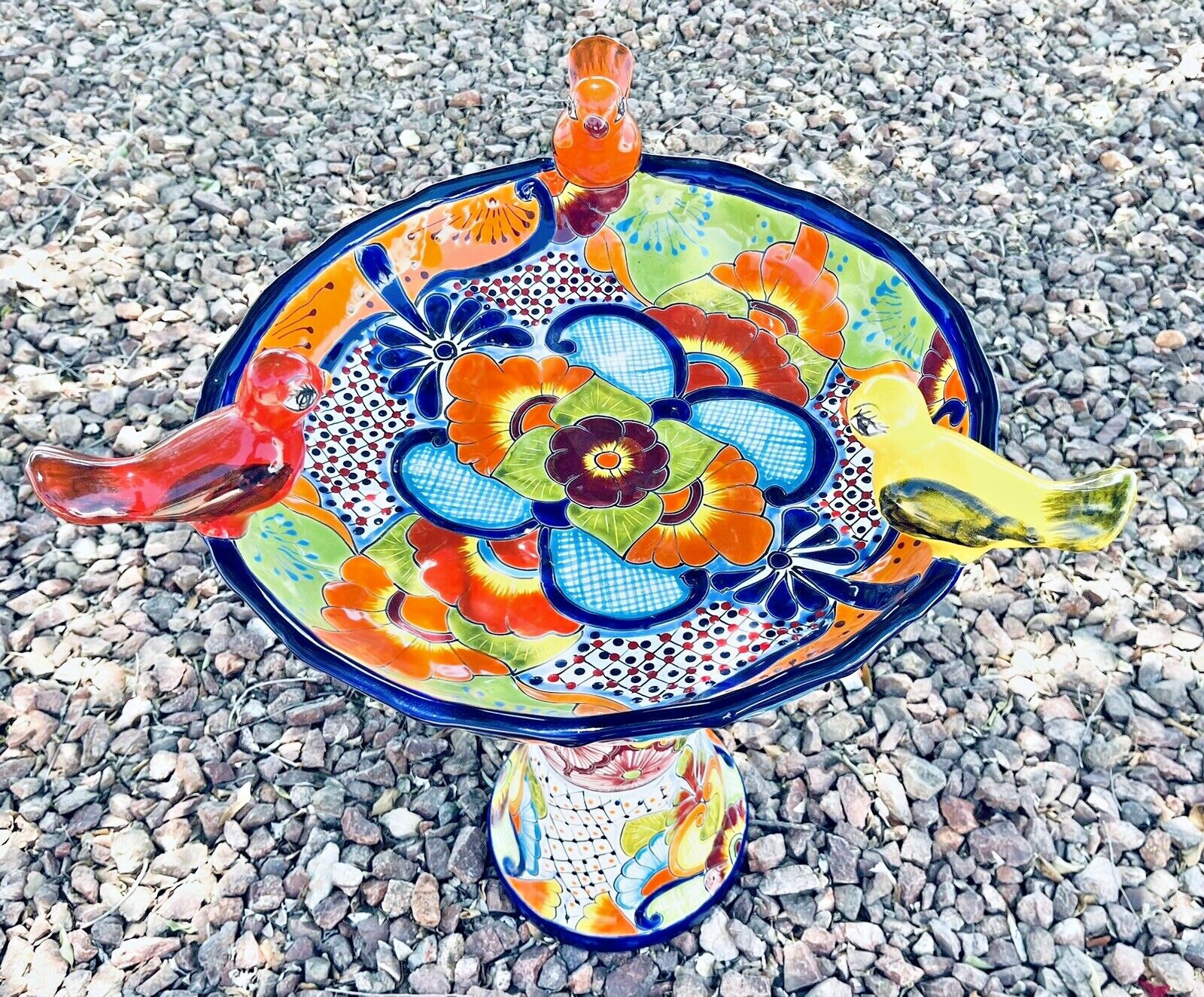 Talavera Mexican Bird Bath Birdbath Pottery Folk Art Pottery Etsy