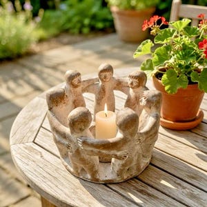 Mexikanischen Kreis der Freunde Volkskunst Tonkeramik Keramik Kerzenhalter Maya Azteken Rustikal Keramik Skulptur Círculo De Amigos