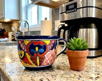 Vaso da fiori messicano in ceramica Talavera, arte popolare, tazza da caffè