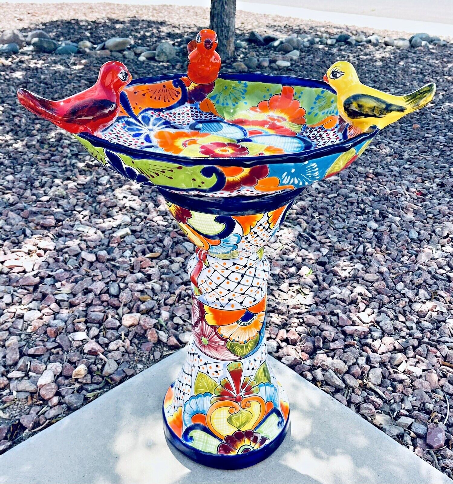 Talavera Mexican Bird Bath Birdbath Pottery Folk Art Pottery Etsy